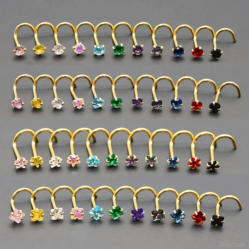 4 Stück-Packung 3 mm Kristall Zirkon Nasenstecker Labret Piercing Edelstahl Helix Monroe Piercing Conch Lip Schmuck 20G Twisted Pin – Detail 5