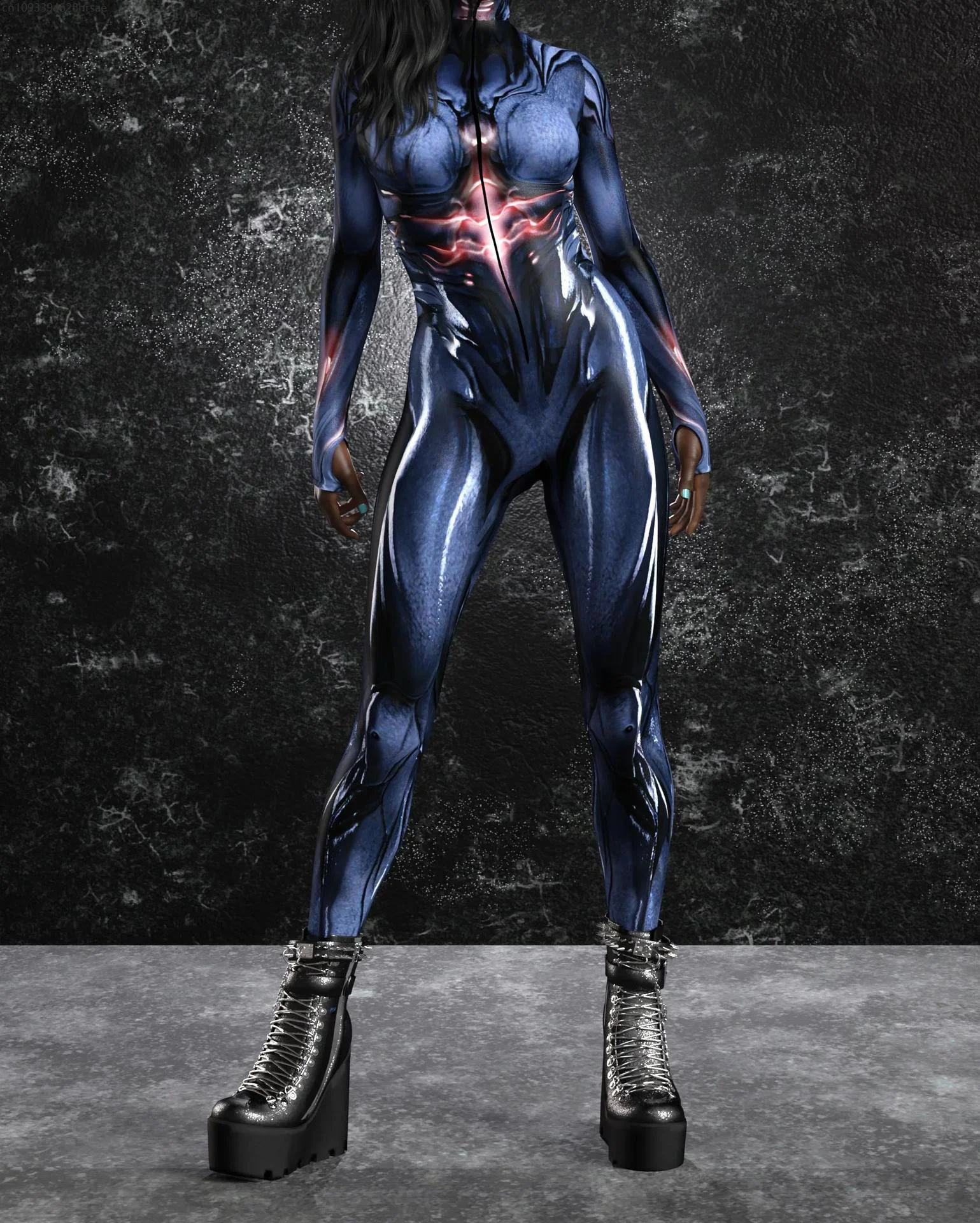 

Mystical Dark Devil Women Jumpsuit Halloween Carnival Cosplay Punk Mechanical Armor Bodysuit Costume Steampunk Onesie Rompers