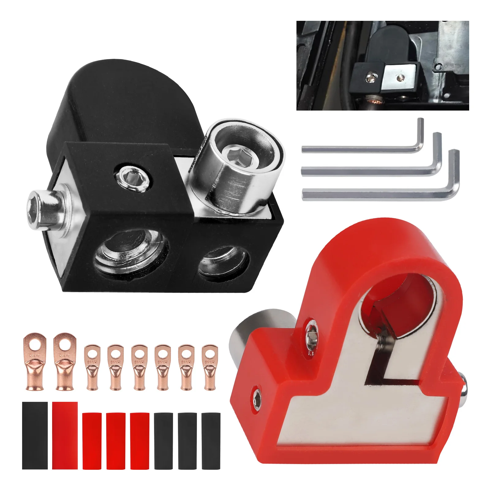 

Battery Terminal Connectors 0/2/4 Gauge 4/8 Gauge Brass Adaptor Collar Top Side Mount Power Ring Provision For Car SUV Truck