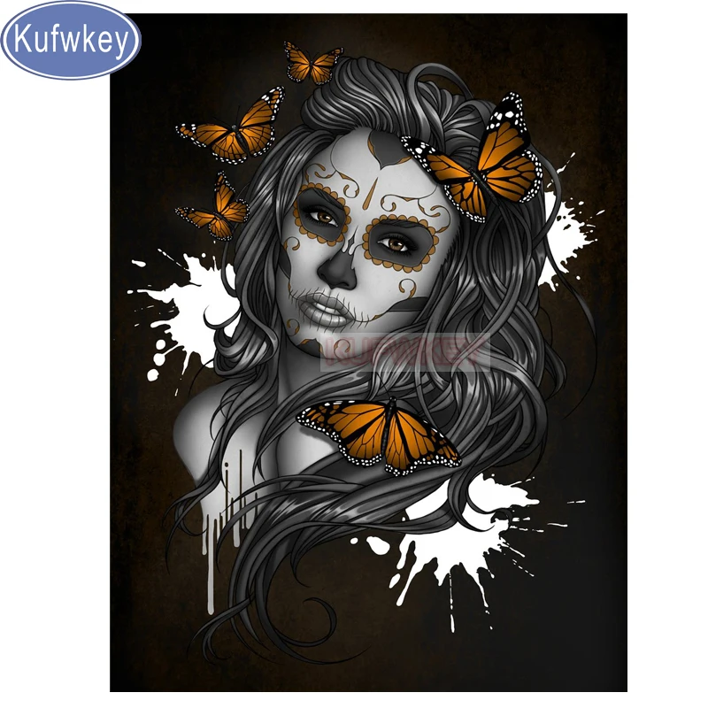 

Halloween Diamond Embroidery sugar skull 5D Diamond Painting Cross Stitch butterfly fairy Picture of Rhinestones Home Decor