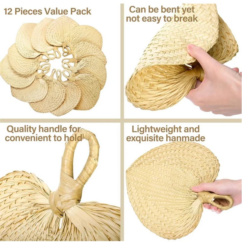 6~60PCS Wedding Fans Natural Raffia Fans Wedding Favors for Guest Palm Leaf Hand Fans for Wedding Havana Party Decor - view 2