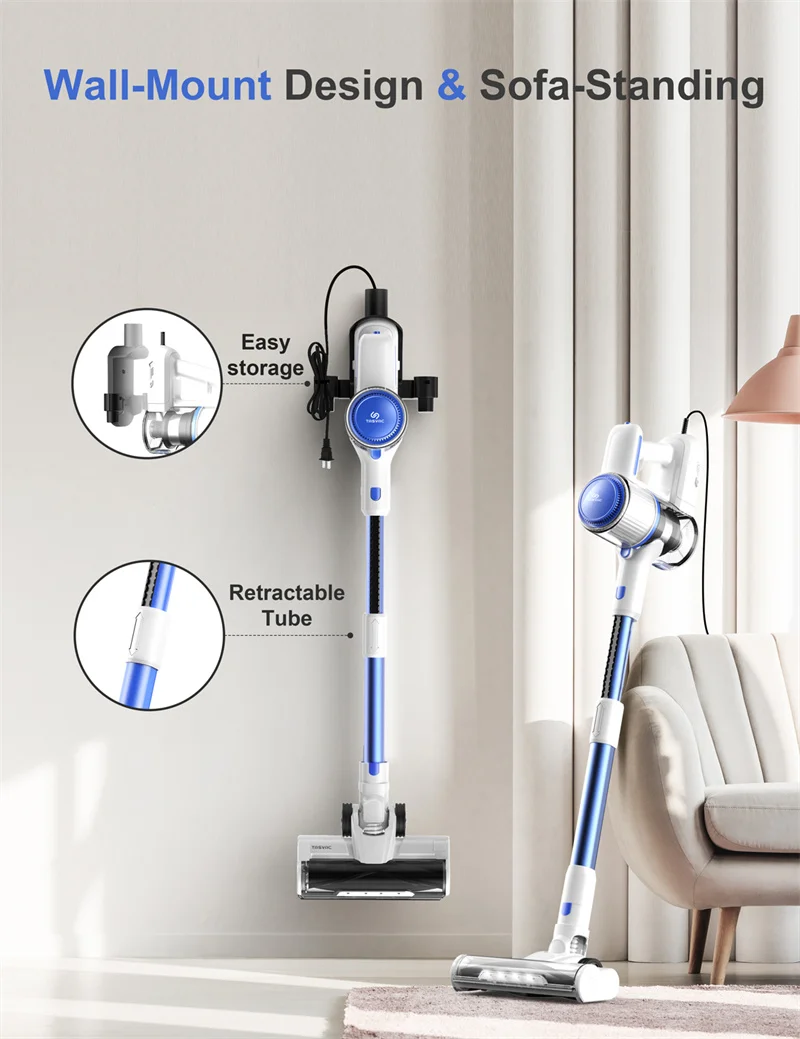 Вакуумный Пылесос TASVAC с проводной ручкой, мощный всасывающий пылесос 26 кПа со стандартной головкой для пола, для ковровых покрытий, шерсти домашних животных