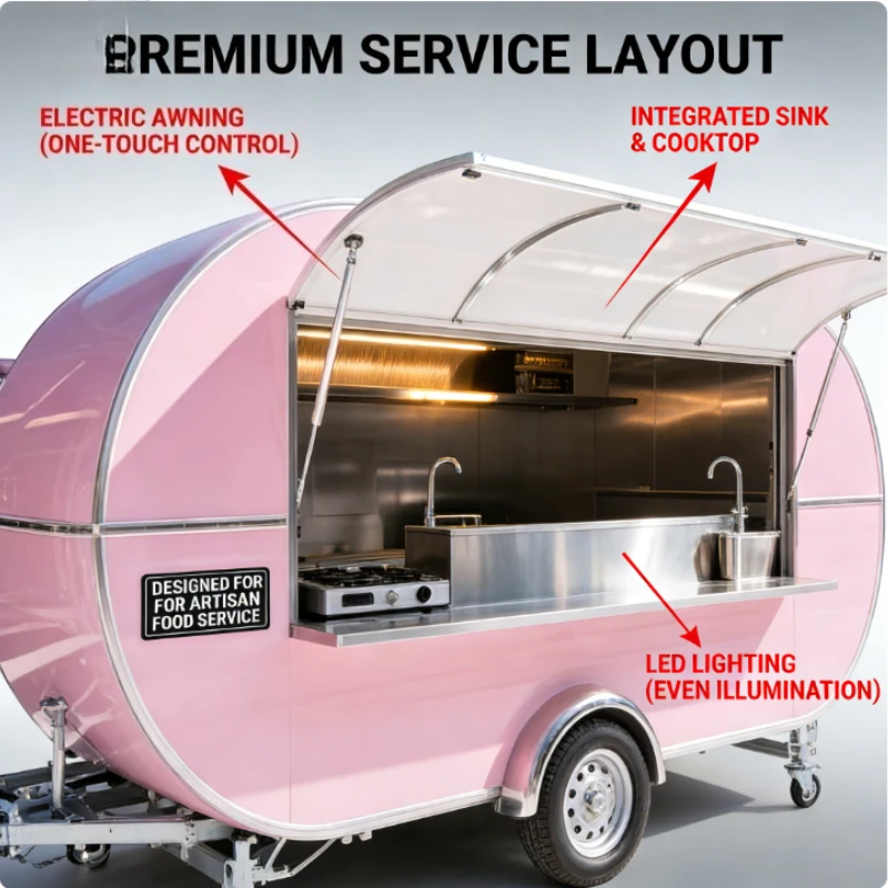 Customized Convenient Mobile Coffee Trailer and Drink Mobile Coffee Trailer Sturdy Two Wheel Tipping Trailer