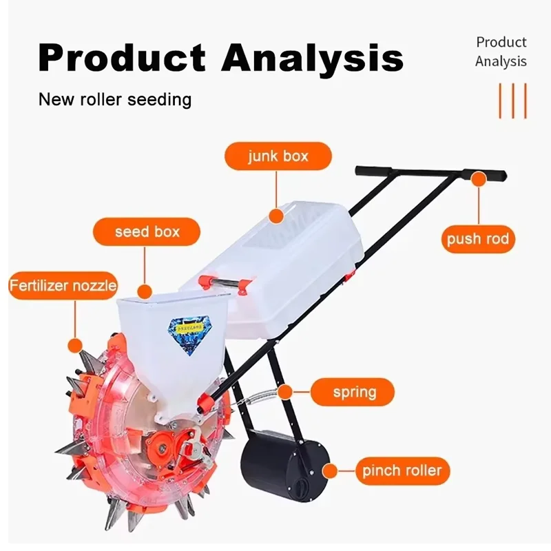 Hand push Seed Planter Peanut Seeder Manual Portable Roller Seeder Lightweight Labor-saving Garden Seeder DIY Easy Planting Tool