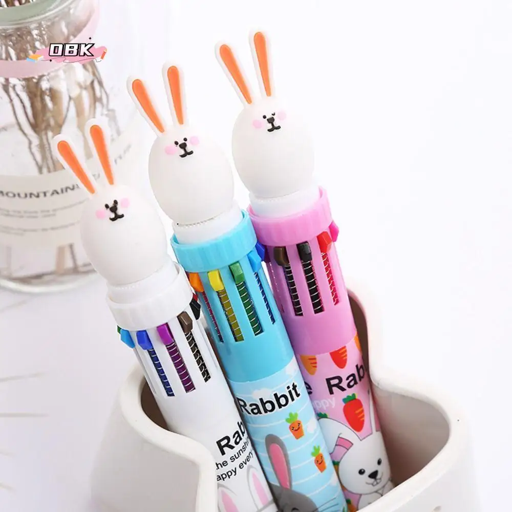 

Press-type 10-color Ballpoint Pen Ten-color In-one Kawaii Signature Pen Smooth Writing Cartoon Neutral Pen Student Stationery