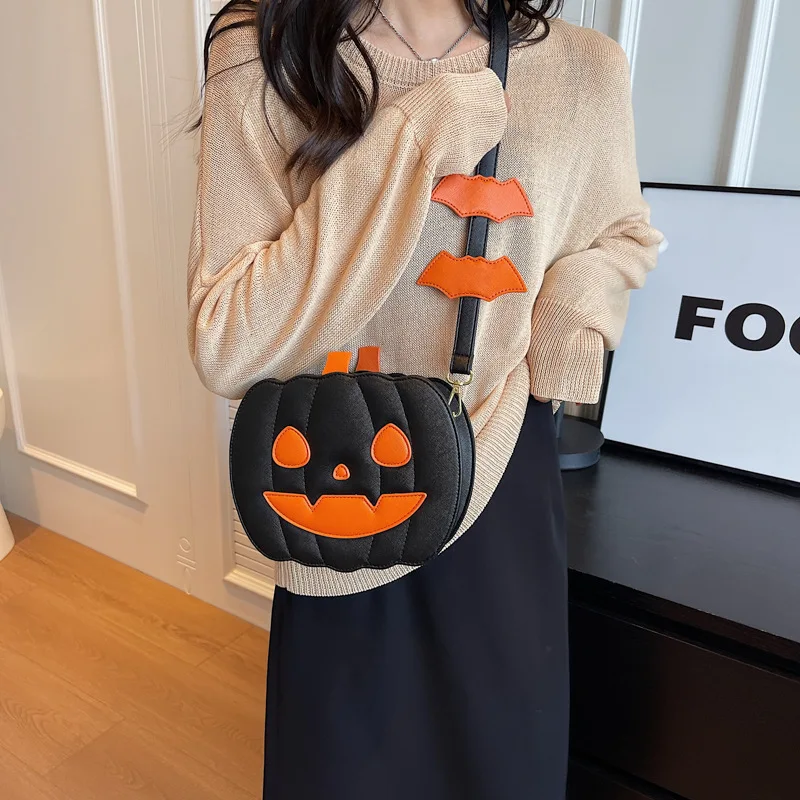 

Забавная сумка с тыквой, сумка на Хэллоуин, универсальный дизайн, модная милая персонализированная креативная сумка через плечо на одно плечо