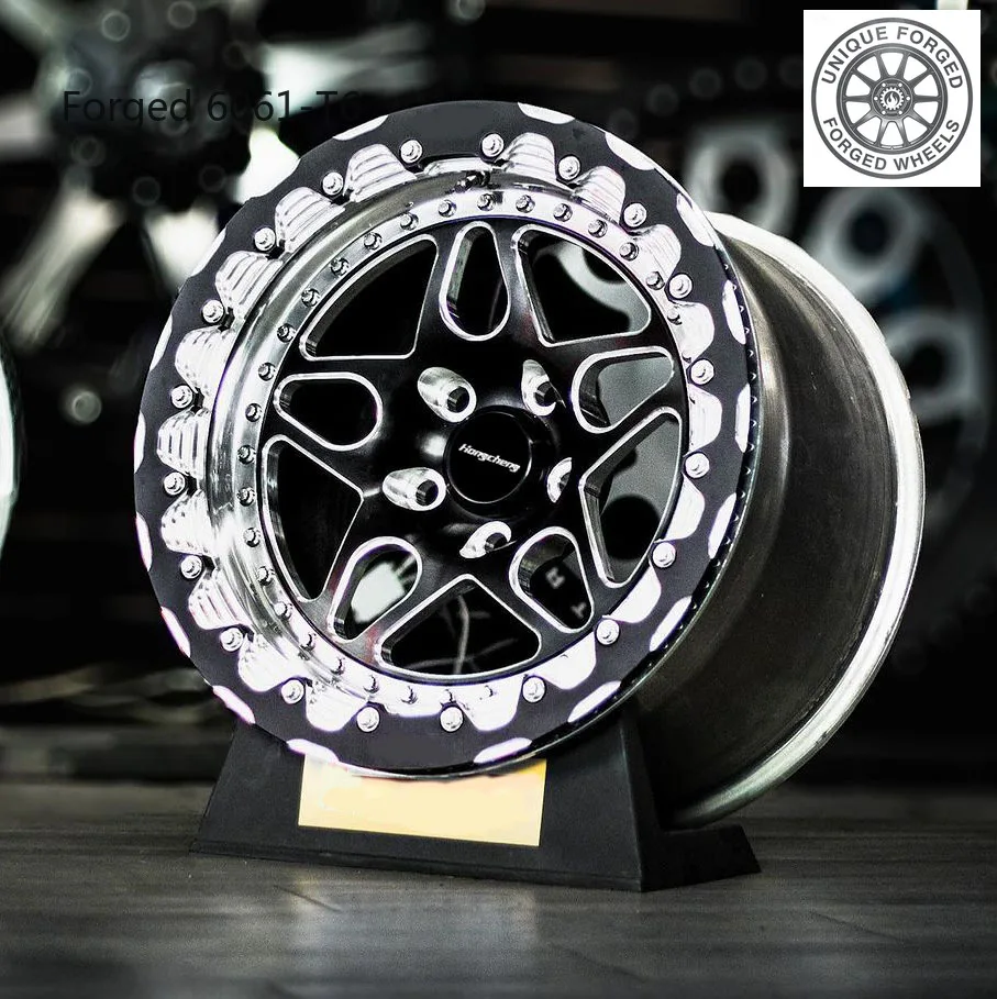 

New model of 26 2 3 Piece Forged Alloy Drag Racing Car Concave Wheel Beadlock 5x114.3 5x130 5x120 5x112 15 16 17 18 20 Inch Rim