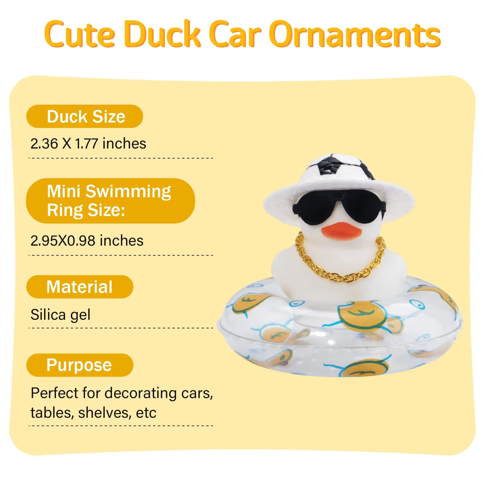 Rubber Duck Car Dashboard Decorations Football Rubber Duck Accessories Dashboard Duck European Cup