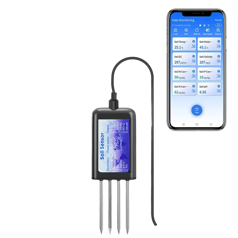 

7-In-1 Smart Soil Hygrometer Sensor for Android, Real-time Monitoring of PH, EC, NPK, Temperature With APP
