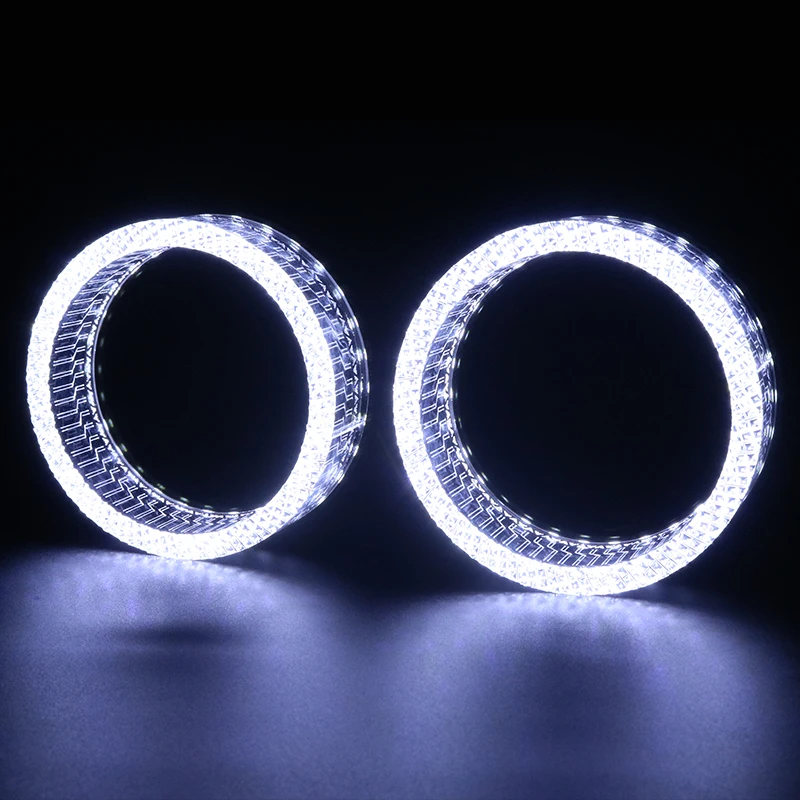 

2 Pcs 3'' 5D Crystal Angel Eye Mask LED Halo Rings Shrouds For Bi Xenon LED Projector Lens Headlight DRL Car Light Accessories