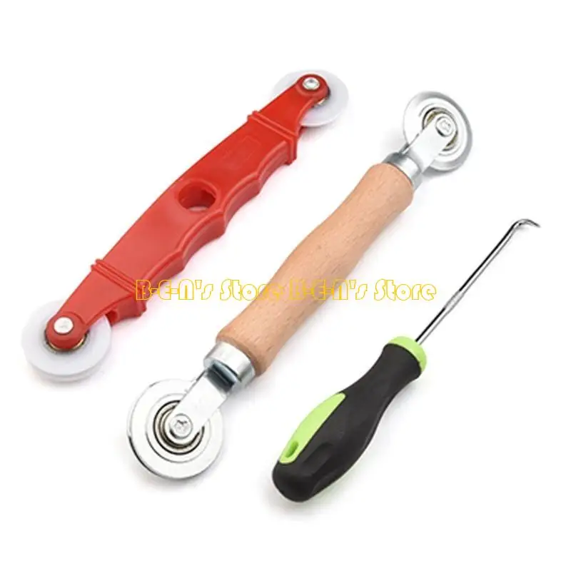 

Y1AD 3 шт. профессиональный набор инструментов для оконных экранов с двойным роликом, нейлоновые резиновые компоненты, с рамой