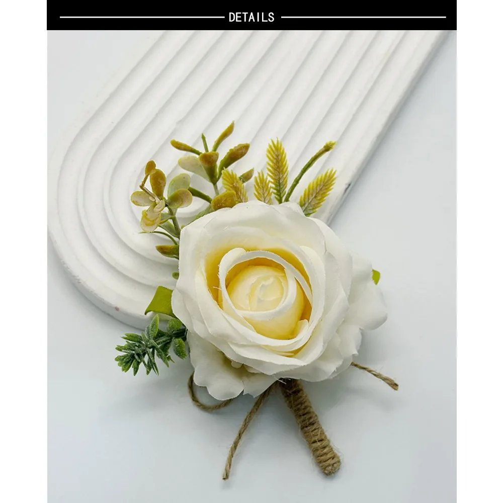 Champagne Wedding Boutonniere Boutonnière Mariage Homme Bridesmaid Wedding Party Decoration Supplies