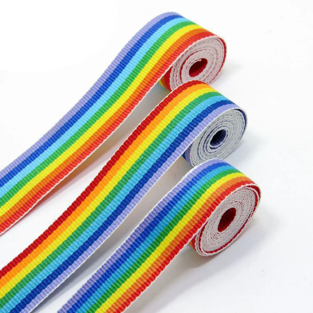 

2.5cm 50 Yards Colorful Rainbow Pattern Polyester Ribbon for Wrapping Crafts Clothing DIY Projects Polyester Ribbon