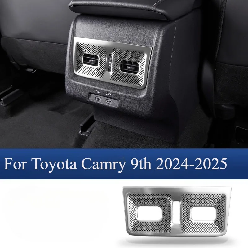 

Для Toyota Camry 9th 2024-2025 Gen задняя металлическая крышка вентиляционного отверстия переменного тока, защита от пыли из нержавеющей стали для задних сидений