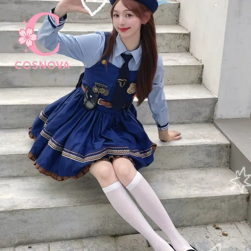 

Платье Лолиты в стиле полицейского кролика, одинаковый наряд для взрослых и детей, милая униформа, стильный костюм для ролевых игр, костюм с юбкой