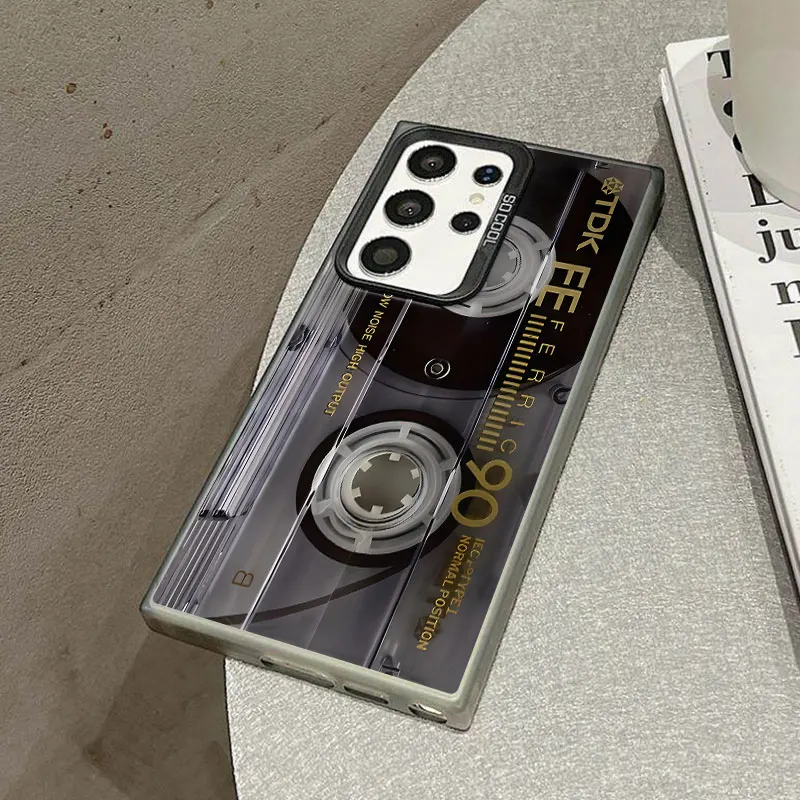 Cassette Tape Phone Case For Samsung S26 S25 S24 A57 A56 A37 A36 A17 A16 A07 A06 Ultra Plus Laser PC+TPU Cases Cover-J235P1