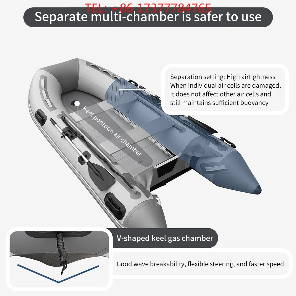 New Arrival Inflatable Rowing Boat Aluminum Floor PVC Inflatable Fishing Boat For Sale