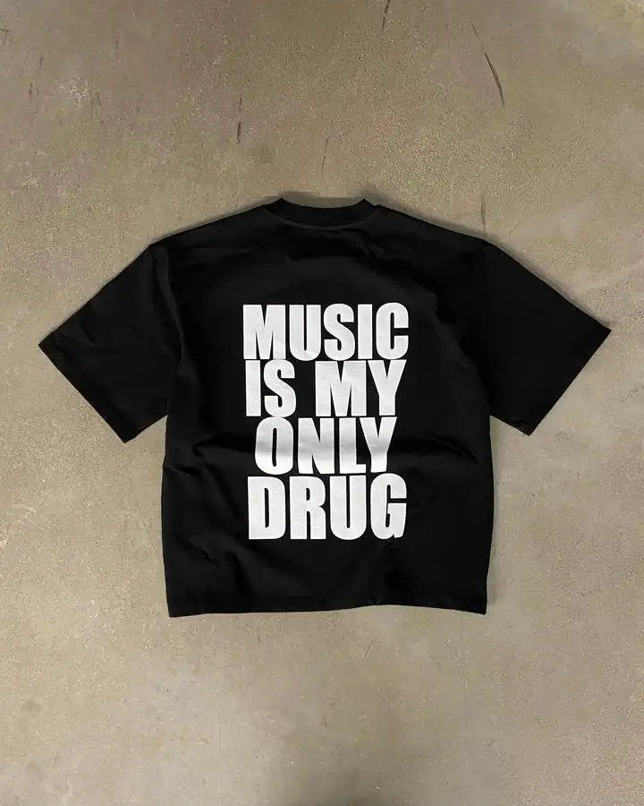 الأبجدية الموسيقى بلدي الوحيد المخدرات متعة الإنجليزية قصيرة الأكمام تي شيرت الصيف القطن قصير الأكمام العصرية المتخصصة الرجال النساء الشارع الشهير #1