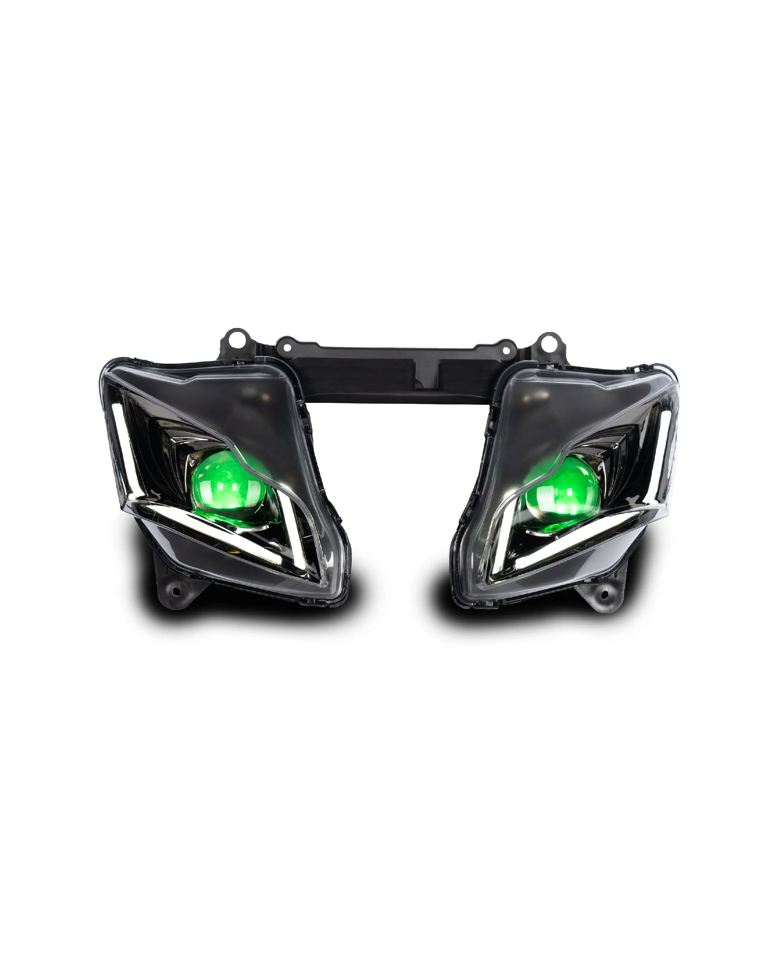 KT Full LED Front Headlight Assembly For Kawasaki Ninja ZX10R ZX-10R 2011-2015 Optical Fiber RGB Multi-color Change Demon Eye