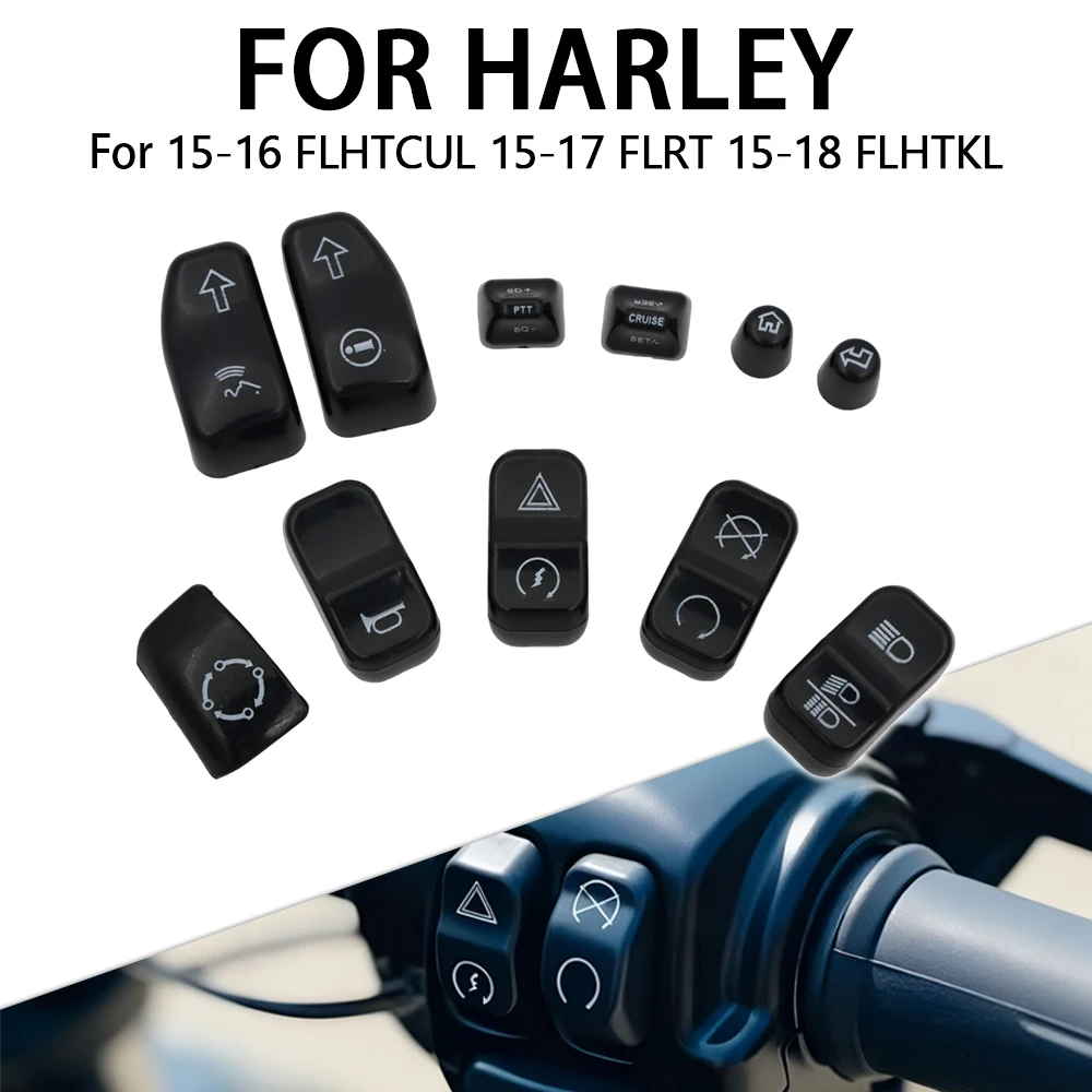 Motorcycle Hand Control Switch Cap Buttons Cover For Harley FLHTCUTG FLHTCUI 2014-17 FLHTCUL FLRT FLHTKL 2015 - 16 FLTRU 2016-18