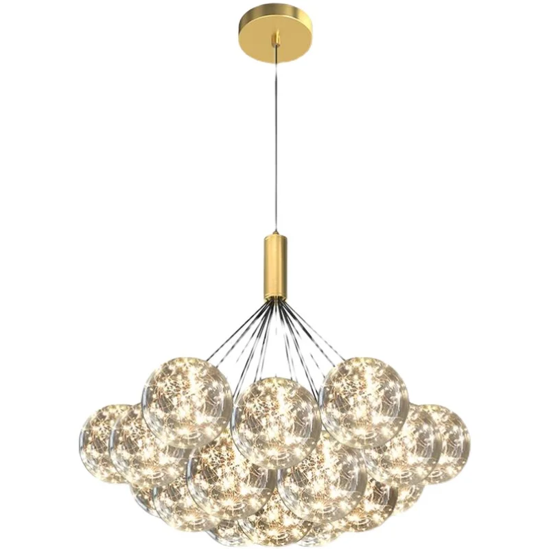 Imagem -06 - Moderno Led Luzes Pingente Sala de Estar Quarto Jantar Hanglamp Claro Vidro Gypsophila Altura Ajustável Casa Deco Estrela Iluminação