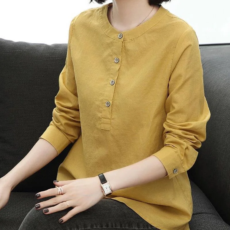 Woman Spring Autumn Style Blouses Shirts Lady Casual Long Sleeve Stand Collar Blusas Tops DF4955