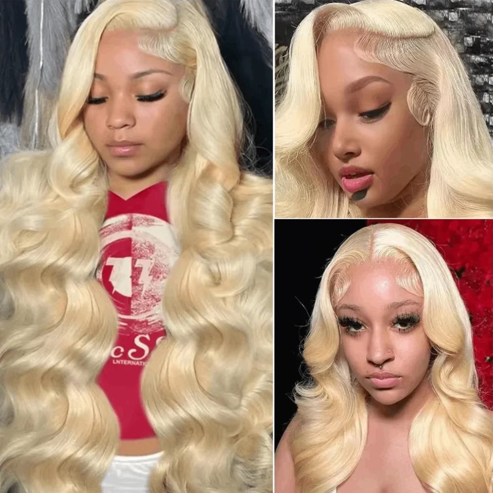 613人毛ボディウェーブウィッグ ハニーブロンド 13x4 13x6 HDレースフロントウィッグ 生え際処理済み ブラジル人毛 200%密度 レミーヘア 女性用