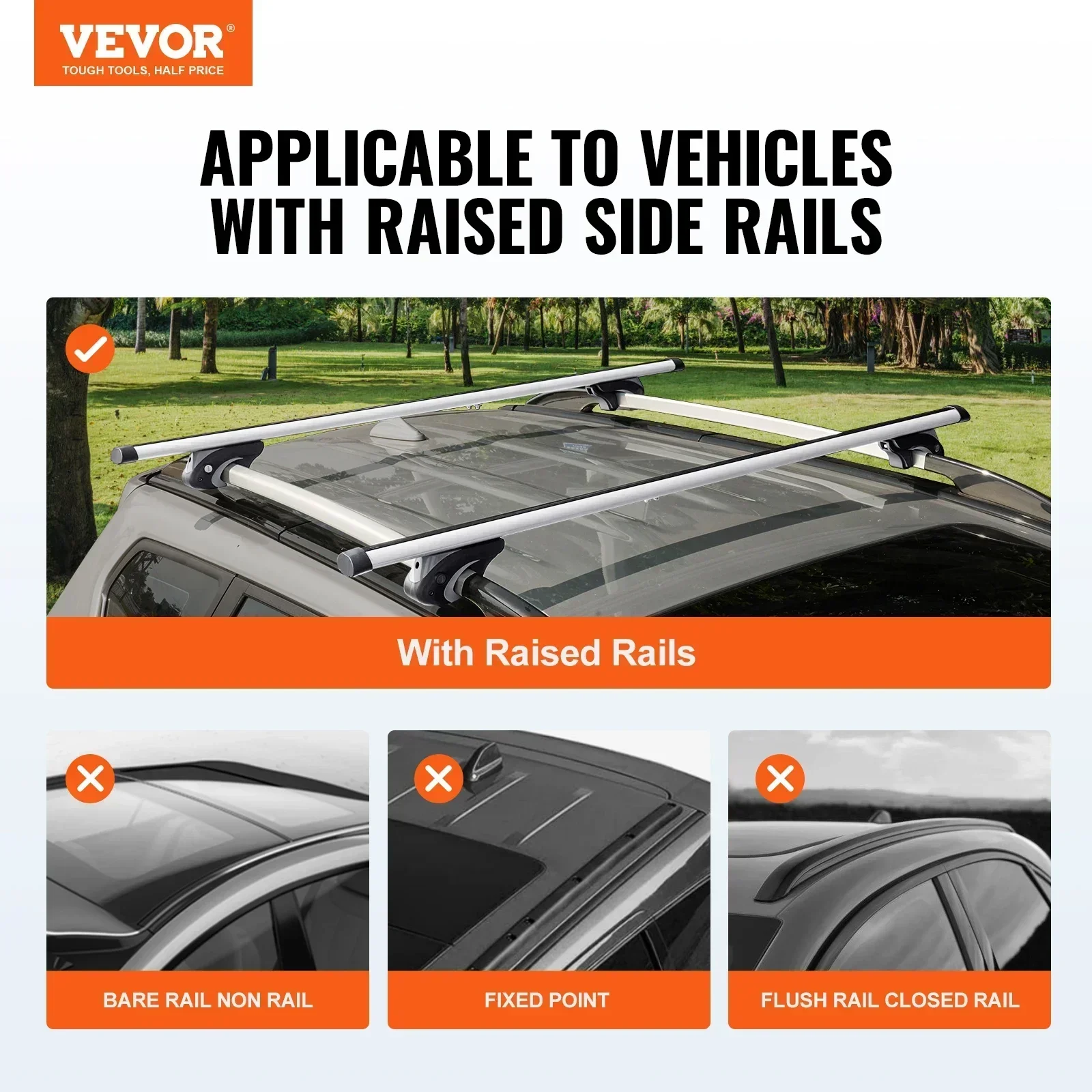 VEVOR Roof Rack Crossbar Adjustable Aliuminum Roof Rail Crossbar Baggage Luggage Carrier 200LBS Top Roof Crossbar with Lock