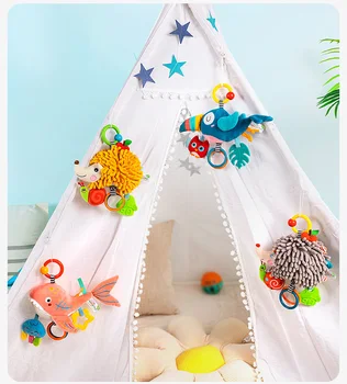 Baby Lernspiel zeug Gehirnent wicklung Handgriff niedlichen ausgestopften Rassel hängenden Spielzeug Neugeborenen weichen Plüsch Beißring Rasseln Spielzeug