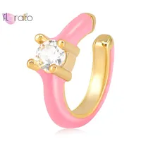 1PC 24K Plated Gold Colorful Enamel Ear Cuffs for Women/Men 2022 New Popular Clip-on Earrings Fake Piercing Earring Jewelry