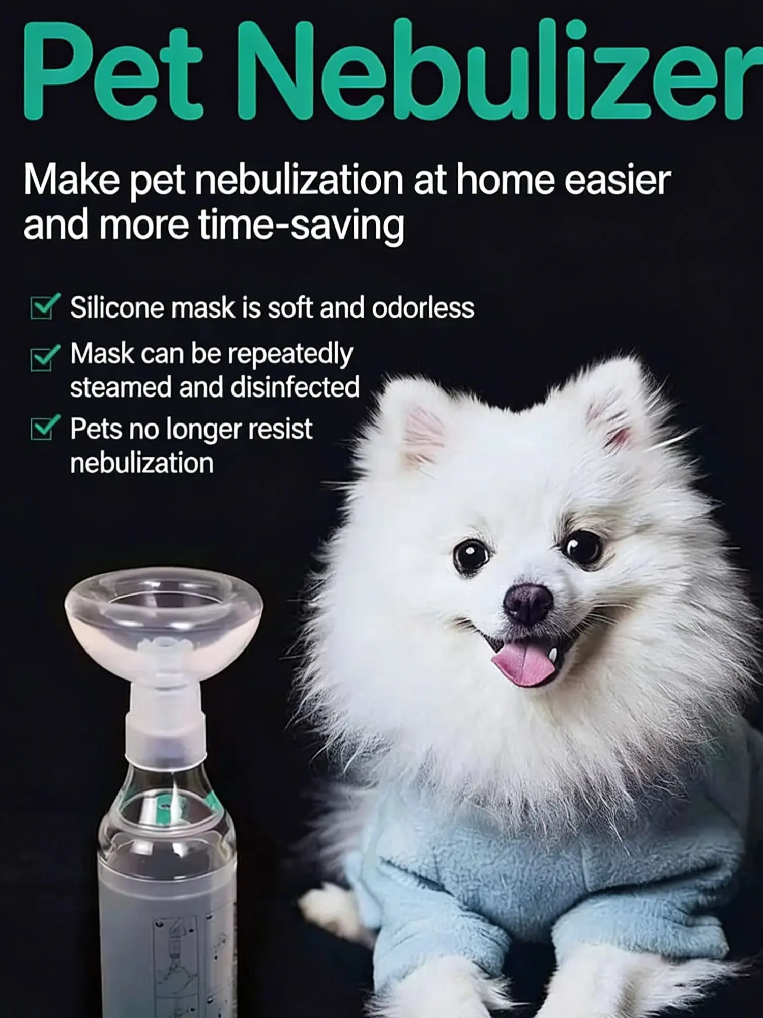 Katzen- und Hunde-Inhalator, Geeignet für die Meisten Haustiere, Ausgestattet mit (S) und (M) Gesichtsmasken, Ideal für Atemwegspflege zu Hause – Detail 8