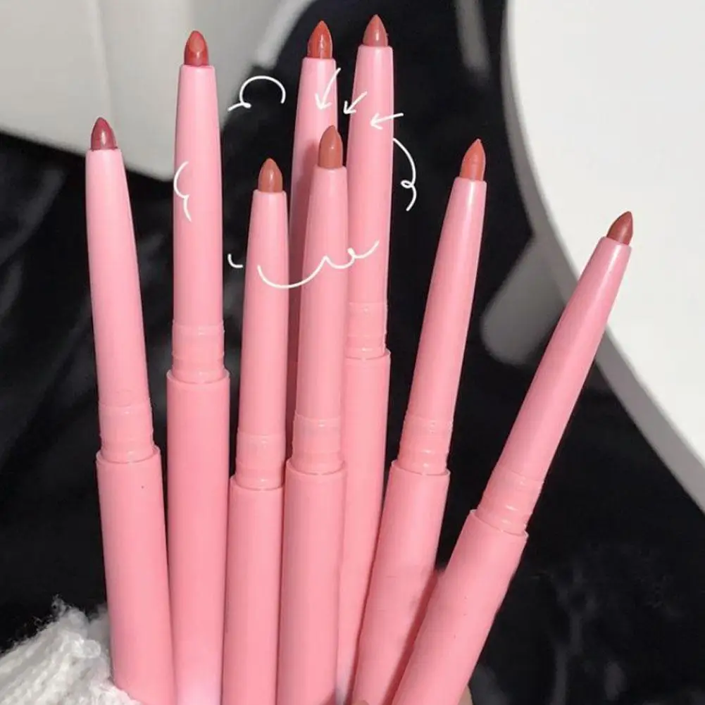 8 Colors Lip Gloss Matte Nude Lipstick Air Mousse Lip Liner Pens One Step Lips Makeup Waterproof Lipliner Rose Pink Lipsticks