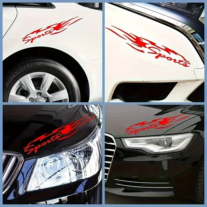 2 шт. стильная наклейка с спортивным логотипом Red Flame-наклейка в спортивном стиле для внешнего декора автомобиля и мотоцикла