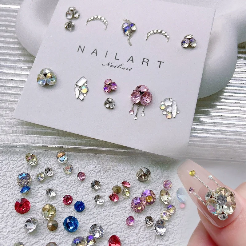 20pcs Round Pointed Bottom Crystal Diamond 4/6MM Nail Rhinestone Decorations Multicolour Sparkling Manicure Accessories