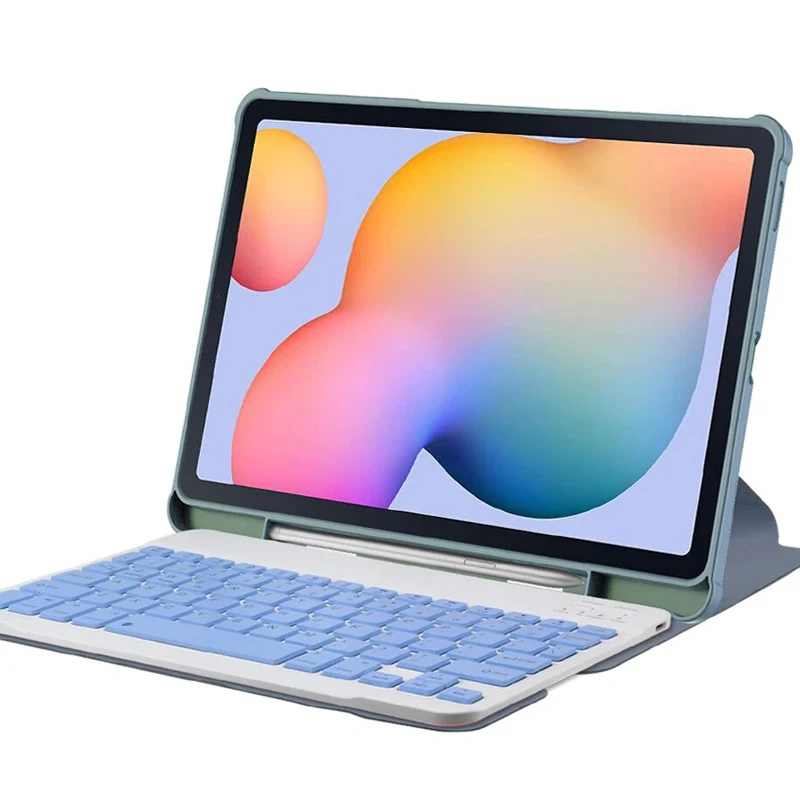 

For Samsung Galaxy Tab S6 Lite 2024 SM-P620 P625 P627 P613 P619 P610 P615 Tablet Leather Case Transparent 360°rotary keyboard