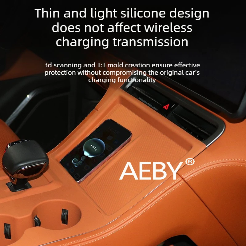AEBY Podkładka ładująca 2w1 do Polestones 01 z uchwytem na kubek, antypoślizgowa silikonowa mata, akcesorium samochodowe, mata ładująca na deskę rozdzielczą
