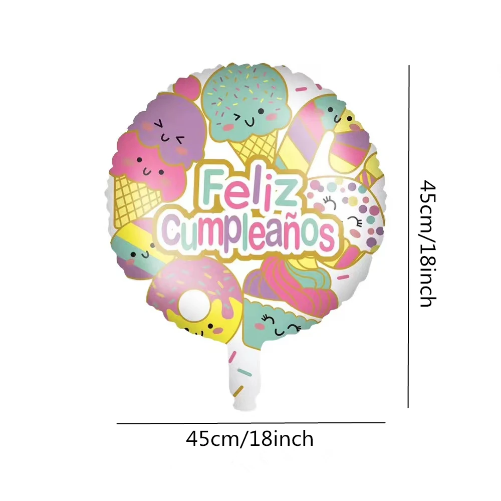 23pcs Summer Cute Ice Cream Candy Ice Cream Aluminum Film Balloon Children\'s Birthday Party Decoration