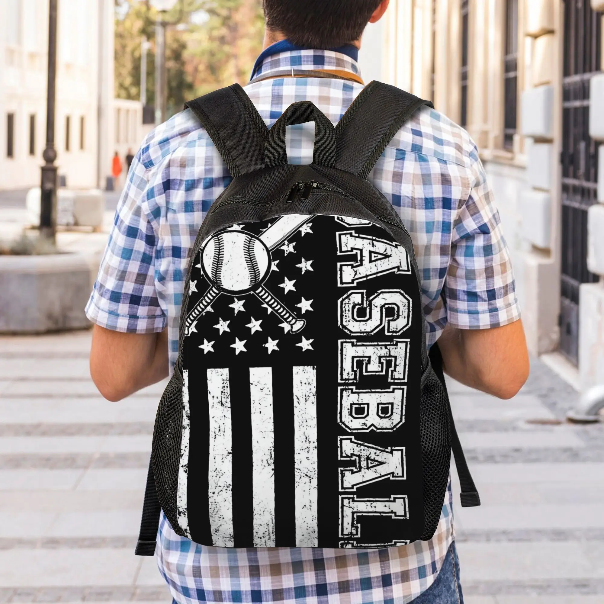 

Back to school season Baseball Flag American Flag Backpack Men Women Adult Solid Backpack