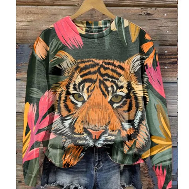 Autumn Leopard 3D Print Long Sleeve Women Fashion Hoodies Streetwear Tops Female Sweatshirts Pullovers Oversized Woman Clothing