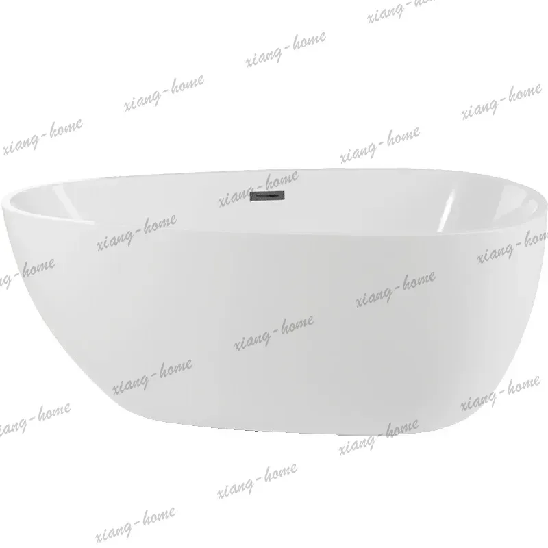 Thin edge integrated independent bathtub, household adult egg-shaped acrylic bathtub