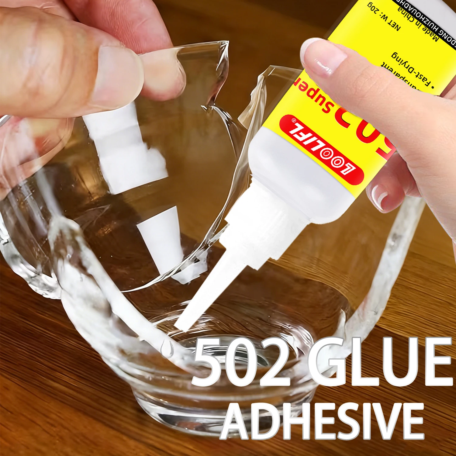 502, superschnelltrocknender Cyanacrylat-Kleber, geeignet für Leder, Gummi, Metall, Glas, Keramik, stark haftender Flüssigkleber