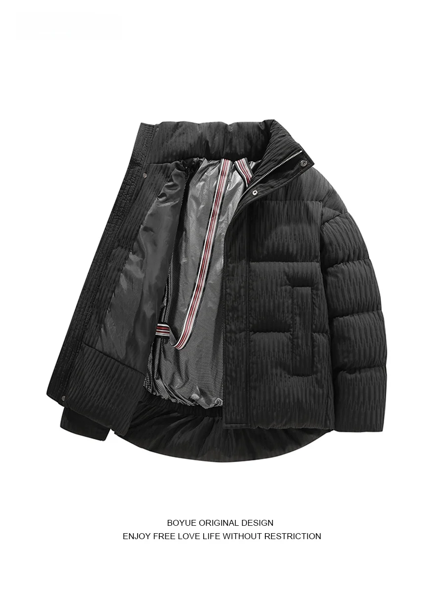 

Хлопковое пальто Boyue Thiened Jaet Street Sle k в полоску с воротником-стойкой, повседневное теплое пальто с хлебом, модное молодежное пальто