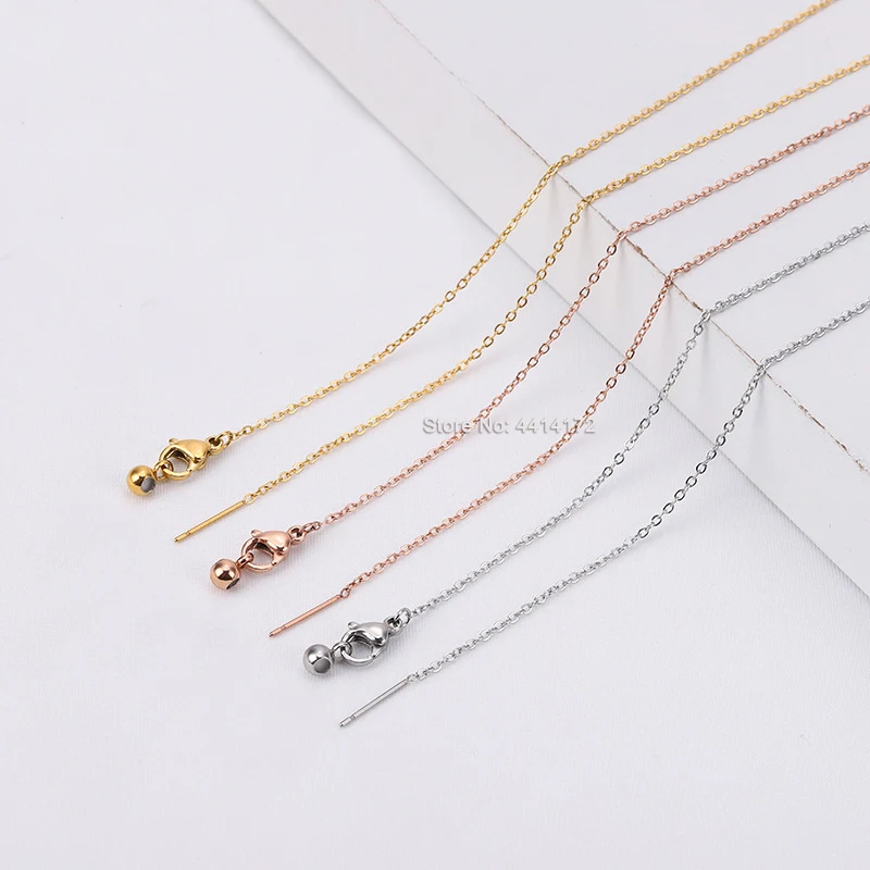 10pcs 1.2mm Good Quality Adjustable Stainless Steel Needle End Universal Necklace Chains Women's DIY Jewelry Findings Accessory