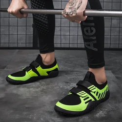 Unisex Gym Lightweight Sports Hard Pull Squat Training Shoes Pro Hook & Loop Weightlifting Shoes Sumo Wrestling Shoes 35-47#