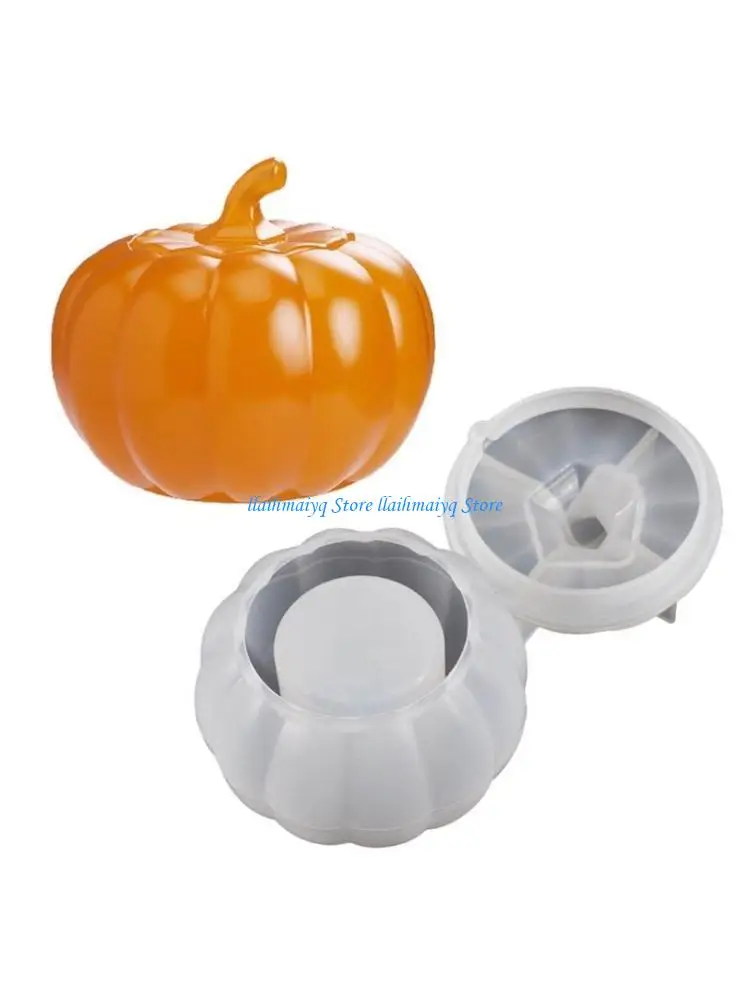 

573B Silicone Resin Mold with Lid Pumpkin Storage Box Mould Epoxy Casting Resin Molds