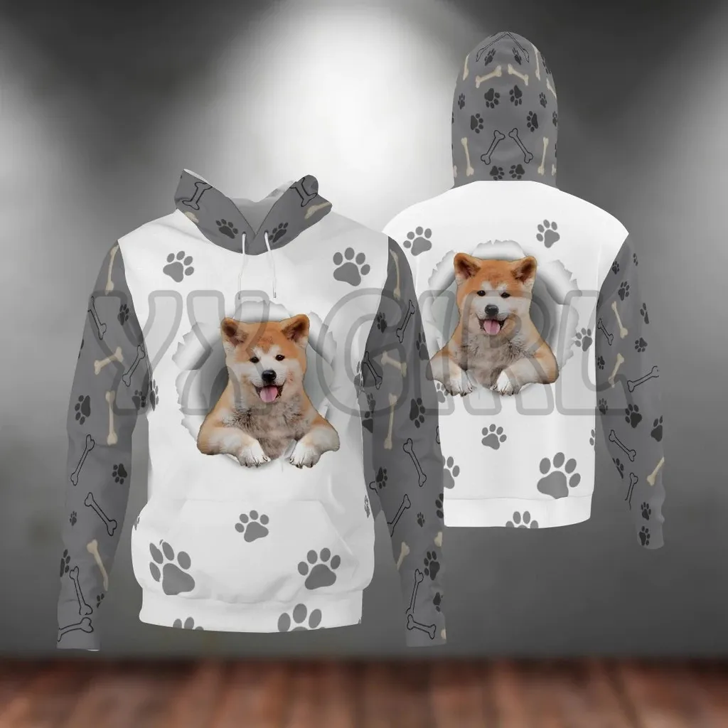 Shar Pei-paw Dog Hoodie Cetak 3D Pullover Uniseks Hoodie Anjing Lucu Olahraga Jalanan Kasual