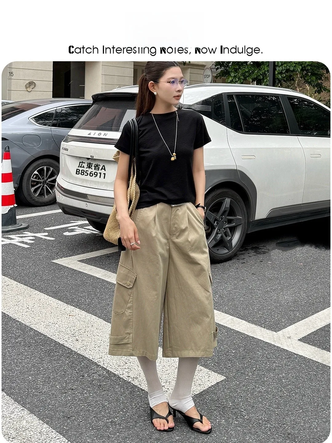 

Женские повседневные брюки Cinni2026 с широкими штанинами, укороченные (7/8), для активного отдыха, с множеством карманов, свободного кроя, с высокой талией, на молнии, из нейлоновой ткани