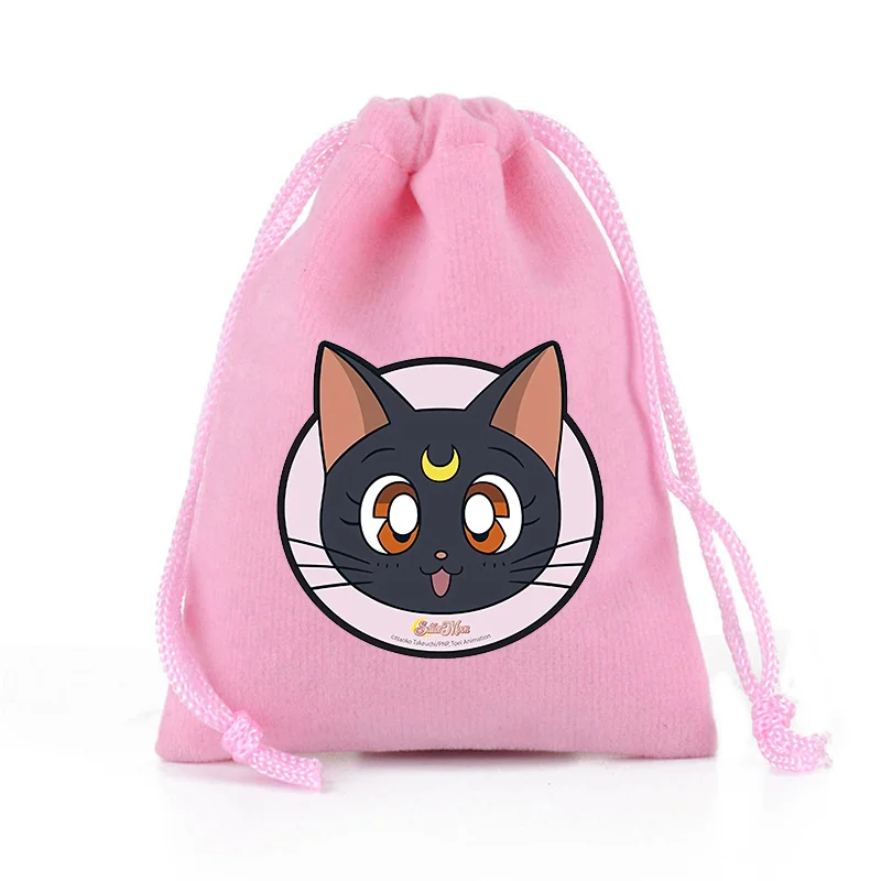 Sailor Moon Drawstring Bag Pink Gift Bags New Cartoon Printed Storage Pouch Party Favors Bundle Pocket Travel Makeup Organizer