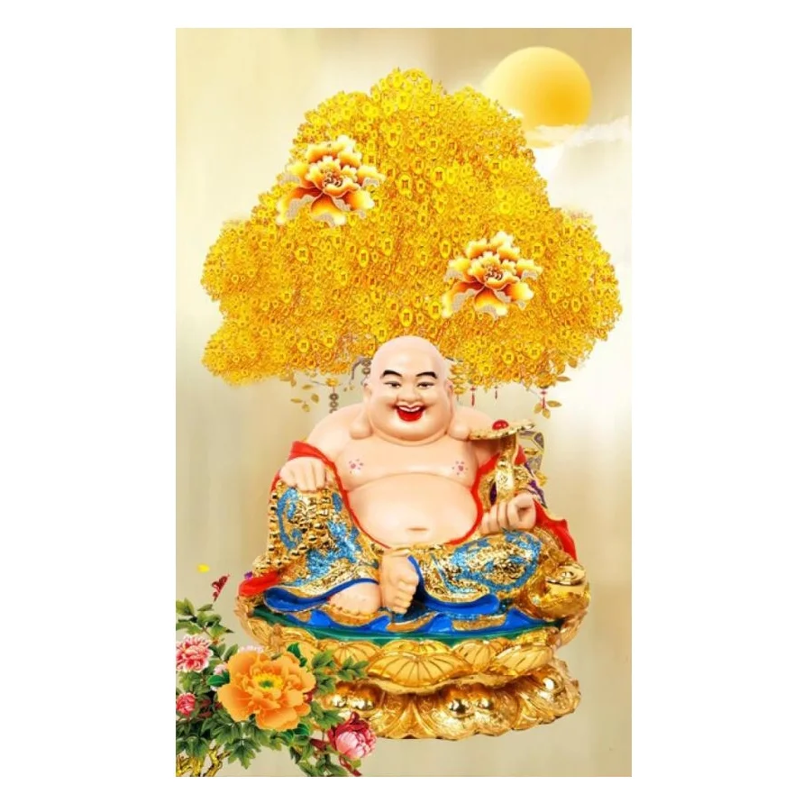 DIY full Diamond Embroidery,Round Diamond 5D Maitreya Buddha Statue Living room decoration rhinestone Diamond painting