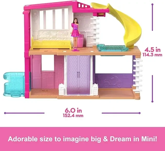 Original Barbie Mini BarbieLand Dolls House Set Furniture Accessories Diy Dreamhouse Toys for Girls Elevator Swimming Pool Scene